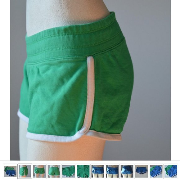 Running Shorts Hotpants Blue Green Lot of 2 100% Cotton Women sz M | Inseam 3" - Picture 2 of 9